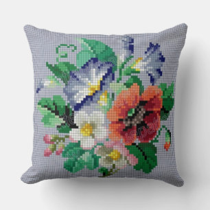 Bunte Florale Kreuzstich-Style-Zierkissen Kissen