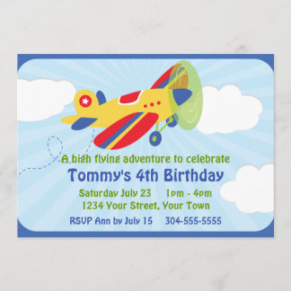 Bunte Fluggesellschaft Geburtstagspartei Einladung