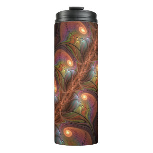 Bunte fluoreszierende abstrakte trippige braune Fr Thermosbecher