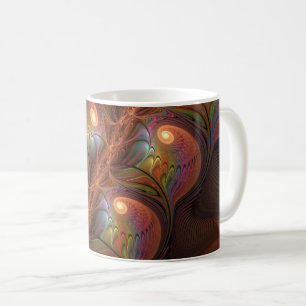 Bunte fluoreszierende abstrakte trippy braune Frak Kaffeetasse