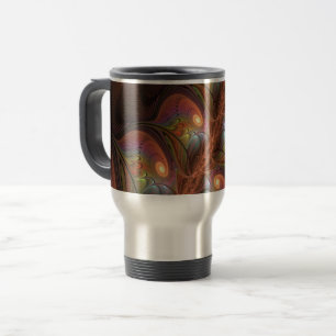 Bunte fluoreszierende abstrakte trippy braune Frak Reisebecher