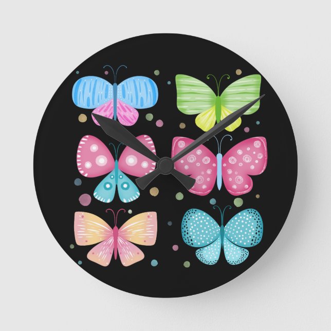 Bunte Flutter-Freunde Runde Wanduhr (Vorderseite)