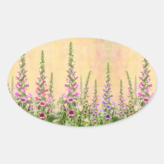 bunte Foxglove-Blume Ovaler Aufkleber