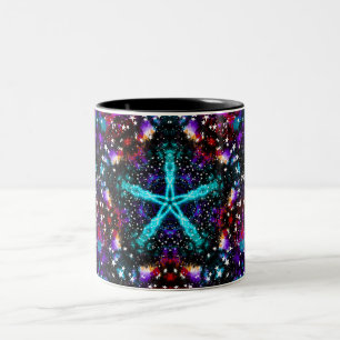 Bunte Fraktal Sterne Universum Mandala Stern Zweifarbige Tasse