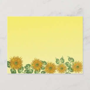 Bunte fraktale gelbe Blume Blattumrandung Postkarte