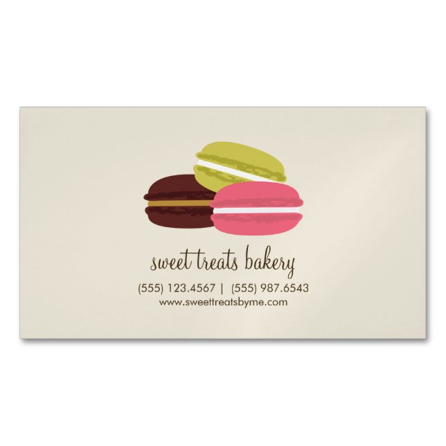 Bunte Franzosen Macarons Bäckerei Magnetische Visitenkarte (Vorderseite)