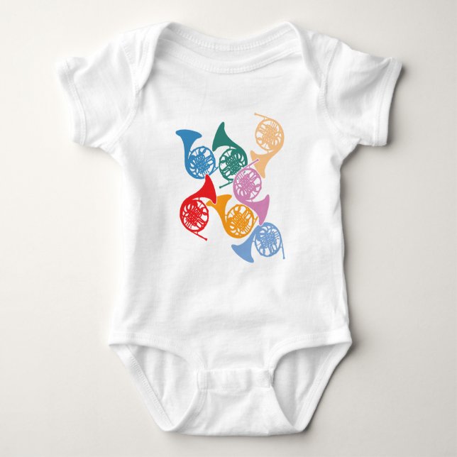 Bunte französische Hörner Baby Strampler (Vorderseite)