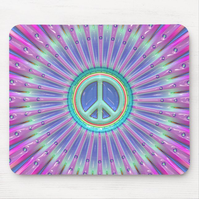 Bunte Friedenszeichen-Explosion Mousepad (Vorne)