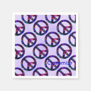 Bunte Friedenszeichen-Muster-Lavendel-Servietten Serviette