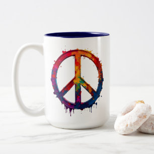 Bunte Friedenszeichen-Tasse Zweifarbige Tasse