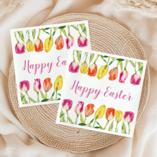 Bunte Frohe Ostern Florale Tulpe  Serviette