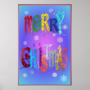 Bunte frohe Weihnachten Plakat-groß Poster