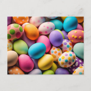 Bunte Fröhliche Ostereier Postkarte