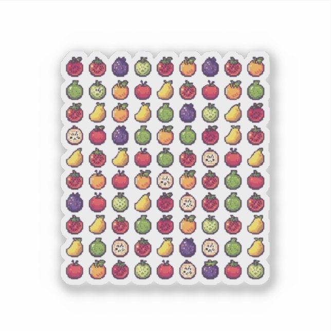 Bunte Früchte gepixelt 32-Bit ArtVinyl Aufkleber (Vorderseite)