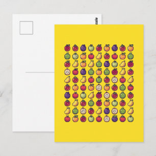 Bunte Früchte gepixelt 32-Bit-Kunstpostkarte Postkarte