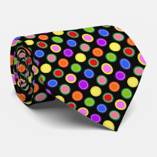 Bunte Fruchtgummi-Polka-Punkte auf Schwarz Krawatte