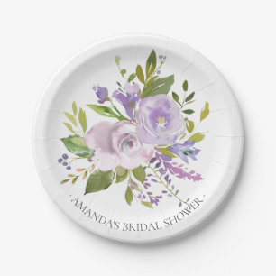 Bunte Frühlings-Lavendel-Blumen-Dusche 7" Platte Pappteller