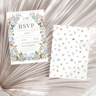 Bunte Frühlingsblumen bohemianische rustikale Hoch RSVP Karte