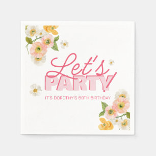 Bunte Frühlingsblumen Lettering 60. Geburtstag Serviette