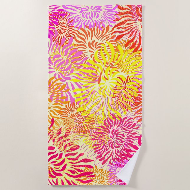 Bunte Frühlingsblumen Strandtuch (Vorderseite)