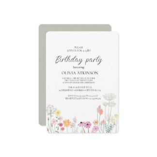 Bunte Frühlingsfeier Wildblume Einladung