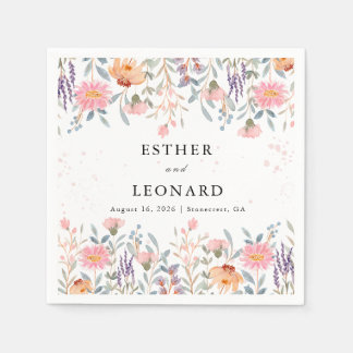 Bunte Frühlingsfeier Wildblume Serviette