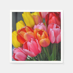 Bunte Frühlingstulpen Serviette