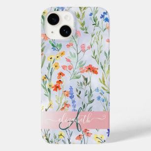 Bunte Frühlingswiesen-Blumenwiese Monogramm Case-Mate iPhone 14 Hülle