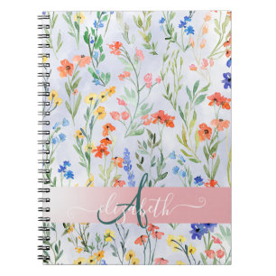 Bunte Frühlingswiesen-Blumenwiese Monogramm Notizblock