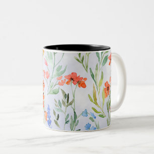 Bunte Frühlingswiesen mit Wildblumen  Zweifarbige Tasse