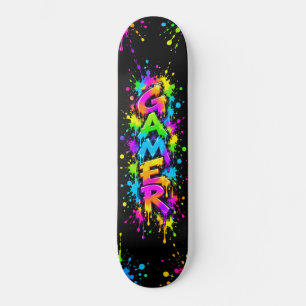 Bunte Gamer Neon Graffiti Skateboard Design