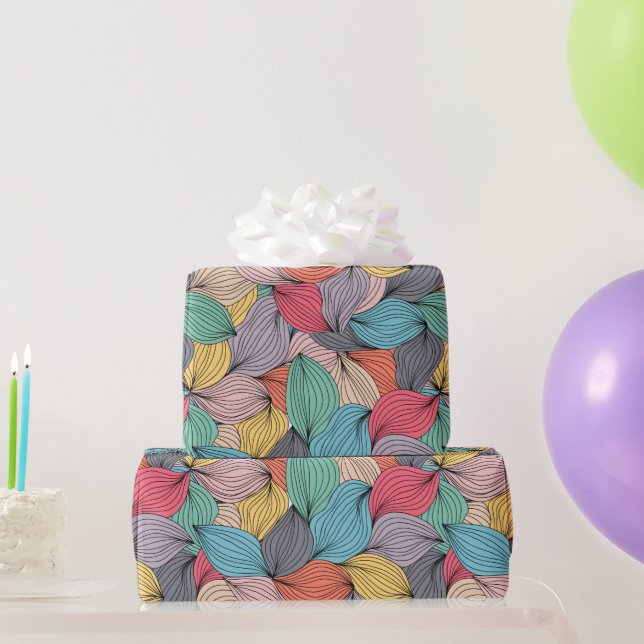 Bunte Garn-Doodles  Geschenkpapier (Partygeschenke)