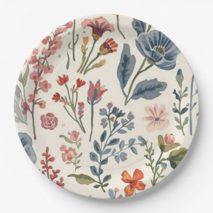 Bunte Gartenblumen Wildblume Frühlingswiese Pappteller