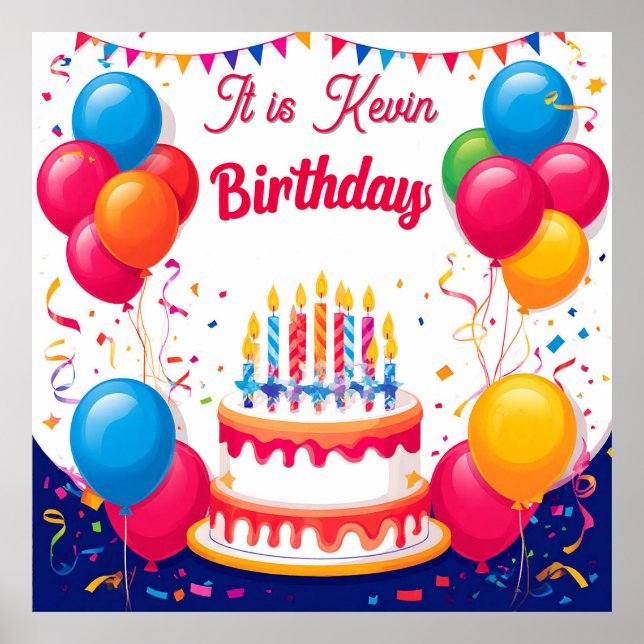 Bunte Geburtstagsfeier mit Balloons Poster (Vorne)