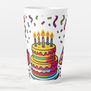 Bunte Geburtstagskuchen-Partyfeier Milchtasse