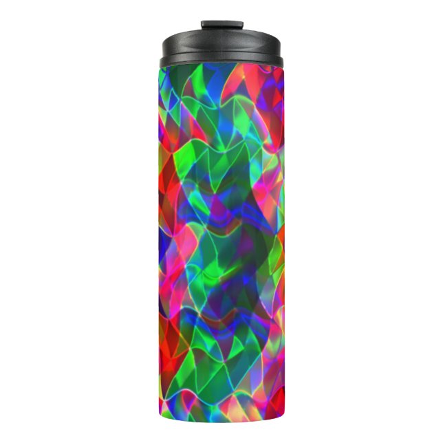 Bunte, gekrümmte Dreiecke oder farbige Gewölbe. Thermosbecher (Vorderseite)