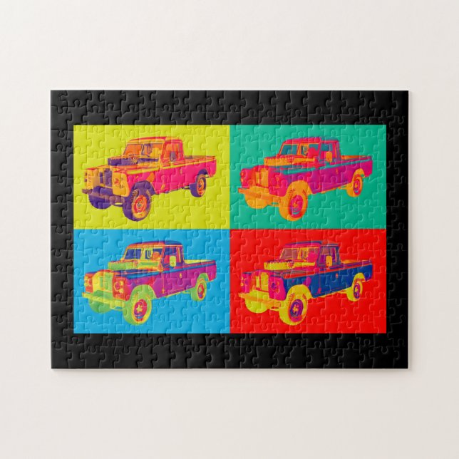 Bunte Geländewagen-Lieferwagen-LKW-Pop-Kunst 1971 (Horizontal)