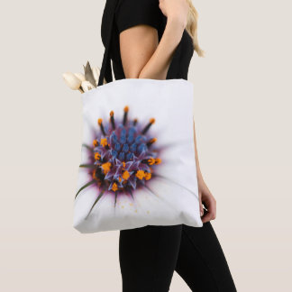Bunte gelbe lila und weiße Blumenmitte Tasche
