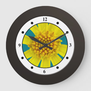 Bunte gelbe mit BlumenWildblume-moderne Stellen Große Wanduhr