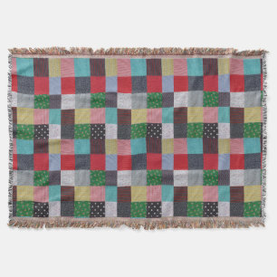 bunte gemusterte Quadrate Vintager Patchwork Decke