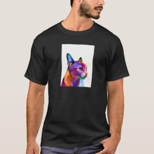 Bunte geometrische abstrakte Wildlife-Grafik Katze T-Shirt