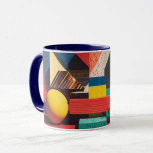 Bunte geometrische Formen auf rotem Hintergrund Tasse