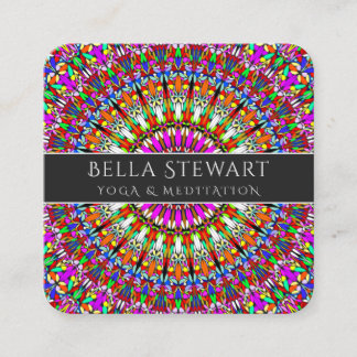 Bunte geometrische mit BlumenMandala Quadratische Visitenkarte