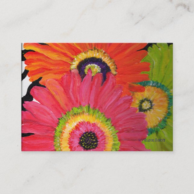 Bunte Gerbera-Gänseblümchen-Visitenkarten Visitenkarte (Vorderseite)