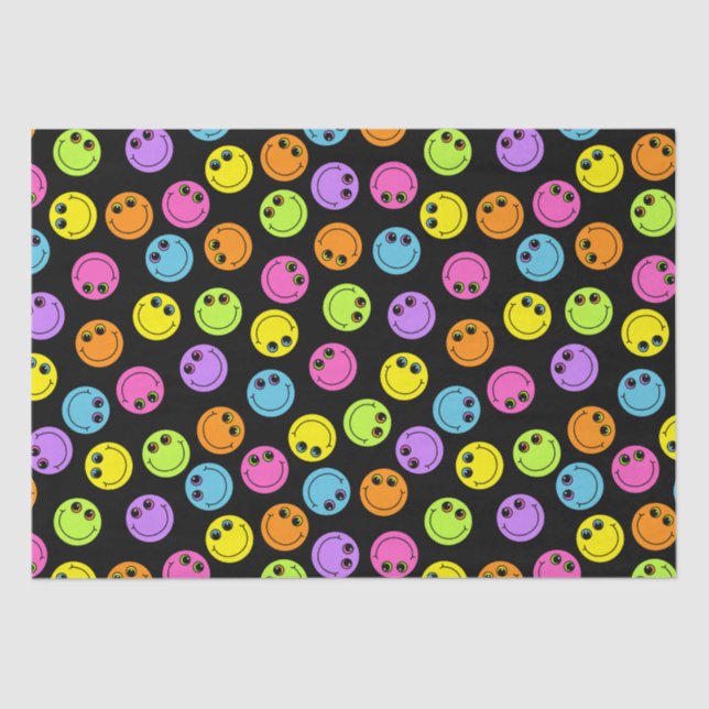 Bunte Gesichter auf Schwarzem Seidenpapier (Vorderseite)