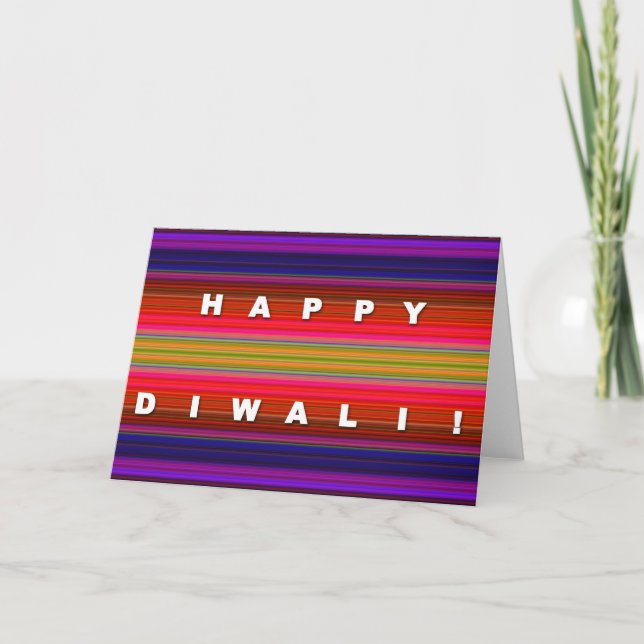 Bunte gestreifte Diwali Karte (Vorderseite)
