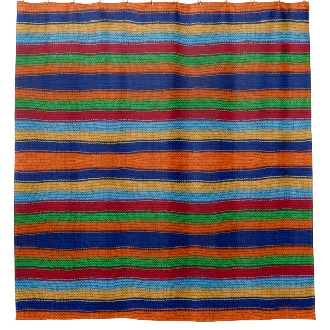 Bunte gestrickte Streifen Duschvorhang (Vorderseite)
