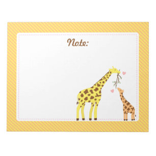 Bunte Giraffen-Mama und Baby-Kalb für Kinder Notizblock