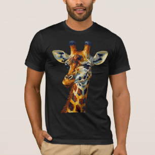 Bunte Giraffen-Porträt-Ölgemälde-Kunst T-Shirt