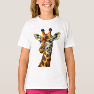 Bunte Giraffen-Porträt-Ölgemälde-Kunst T-Shirt